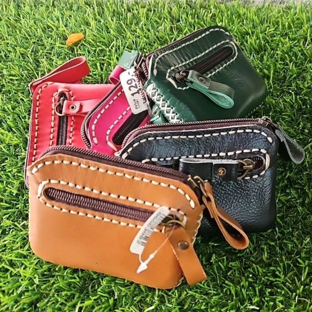 3ซิป(S) กระเป๋าใส่เหรียญ จากหนังวัวแท้ แบบ 3 ซิป ขนาด 3.5 x 4.5 นิ้ว