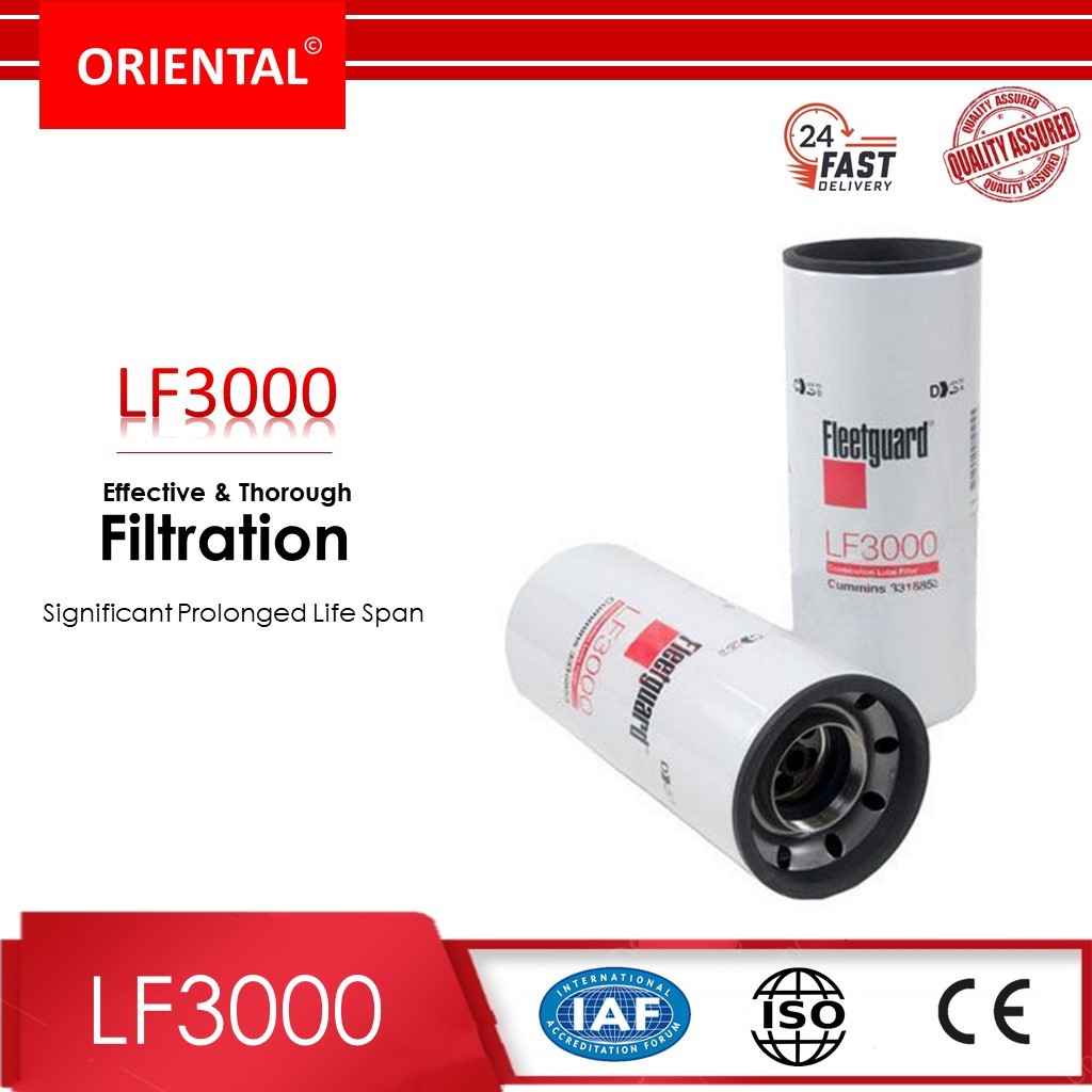Fleetguard LF3000 ไส้กรองน้ำมันเครื่อง | LF3000 ไส้กรองออยล์ | 3318853 | LF9009 | LF3639 | RE44647 |