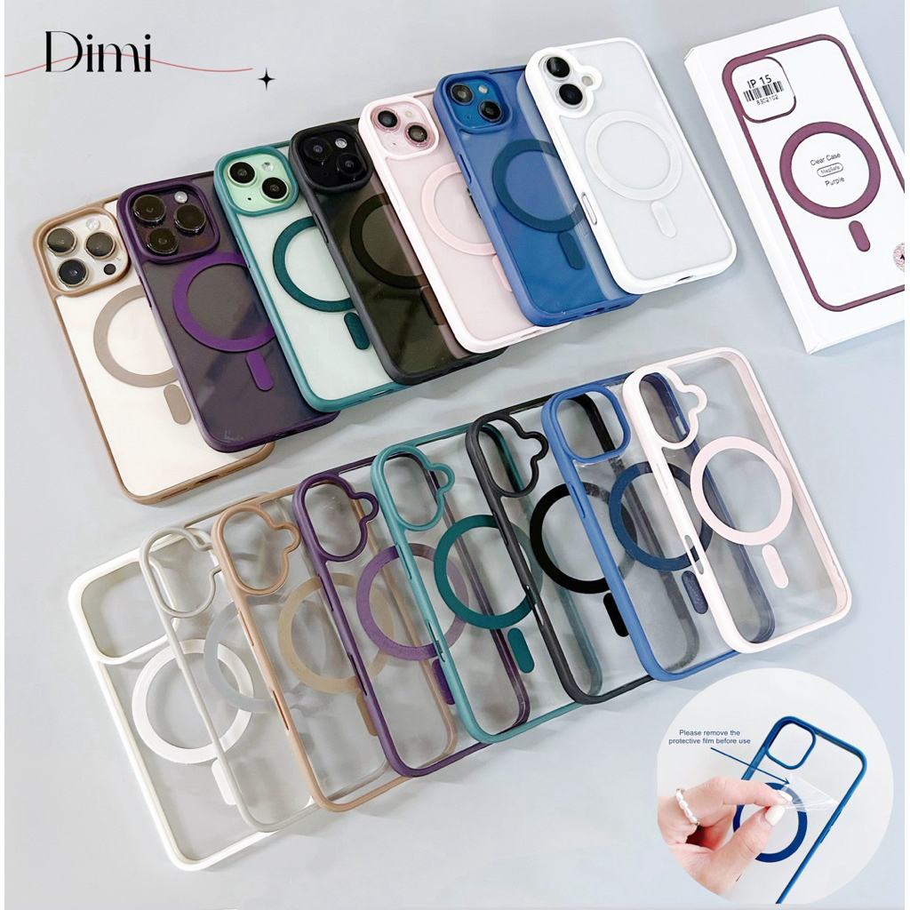 case 16Promax เคสอะคริลิคชาร์จได้ ขอบสี เปิดเลนส์กล้อง งานกล่องขาว สำหรับ for iPhone16 16Pro 16Promax i16 Pro max 16plus