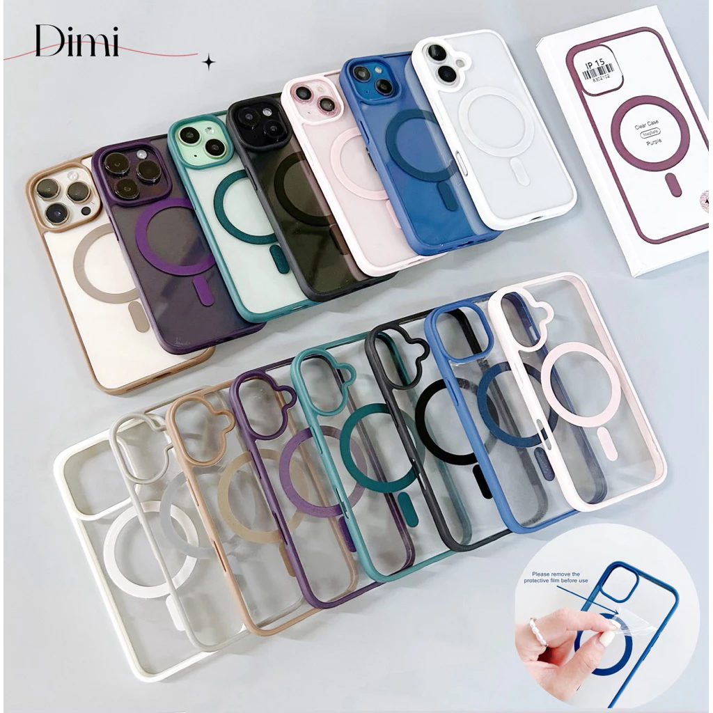 case 16Promax เคสอะคริลิคชาร์จได้ ขอบสี เปิดเลนส์กล้อง งานกล่องขาว สำหรับ for iPhone16 16Pro 16Promax i16 Pro max 16plus