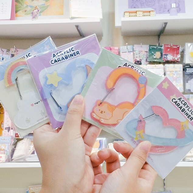 ACRYLIC CARABINER คาราไบเนอร์ ตัวช่วยสายห้อยพวงกุญแจเยอะ ลายน่ารัก พร้อมส่ง [Cereals & Bowl]