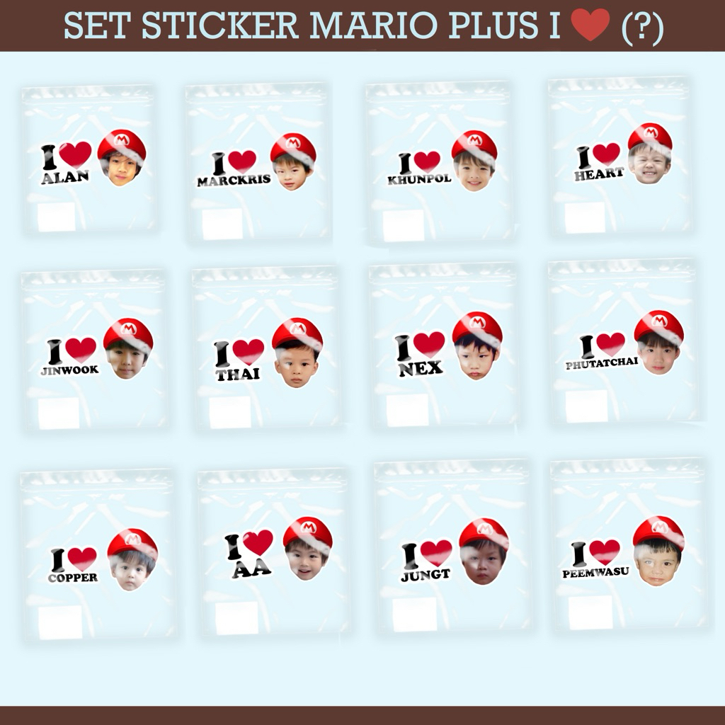 set sticker bus mario and i love