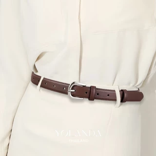 Yolanda เข็มขัดหนัง PU รุ่นคลาสสิก สายเส้นเล็ก หัวเข็มขัดสีเงิน ดีไซน์เรียบหรู ใช้งานง่าย แมทง่าย FF1601