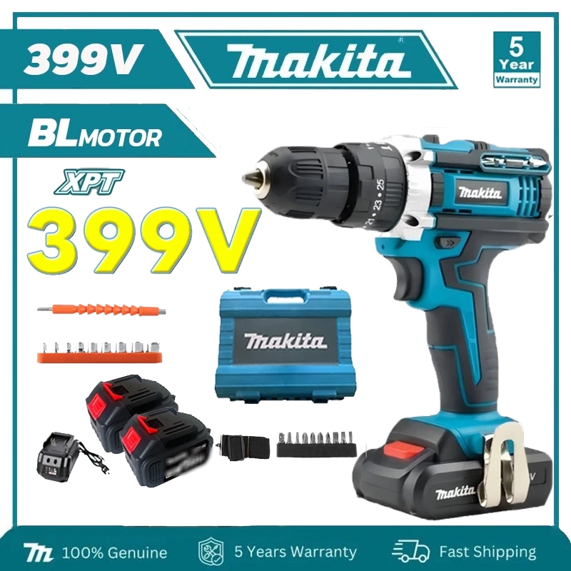 Makita สว่านไร้สาย 399V สว่านไฟฟ้า สว่านแบต  ระบบกระแทกได้ แบตใหญ่อึดทน สว่านกระแทก