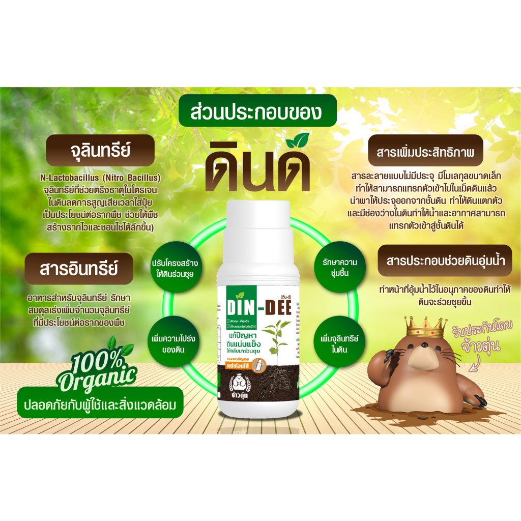 DIN-DEE ดินดี บำรุงดินให้ร่วนซุย ชุ่มชื้น ไม่แห้งแข็ง ป้องกันรากเน่า