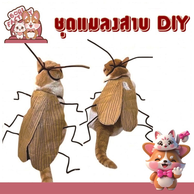 Boqi Factory ชุดแมลงสาบคอสเพลย์แมว ดีไซน์สร้างสรรค์ ชุดแปลงร่าง ทำด้วยมือ  Roachpet