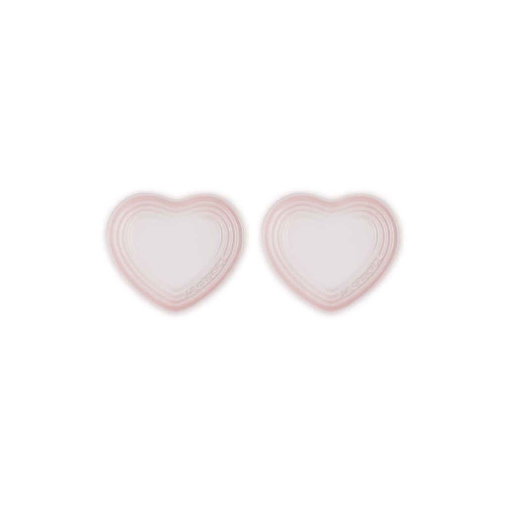จานเซตหัวใจคู่ สีชมพู Set of 2 14cm Small Heart Plate Shell Pink