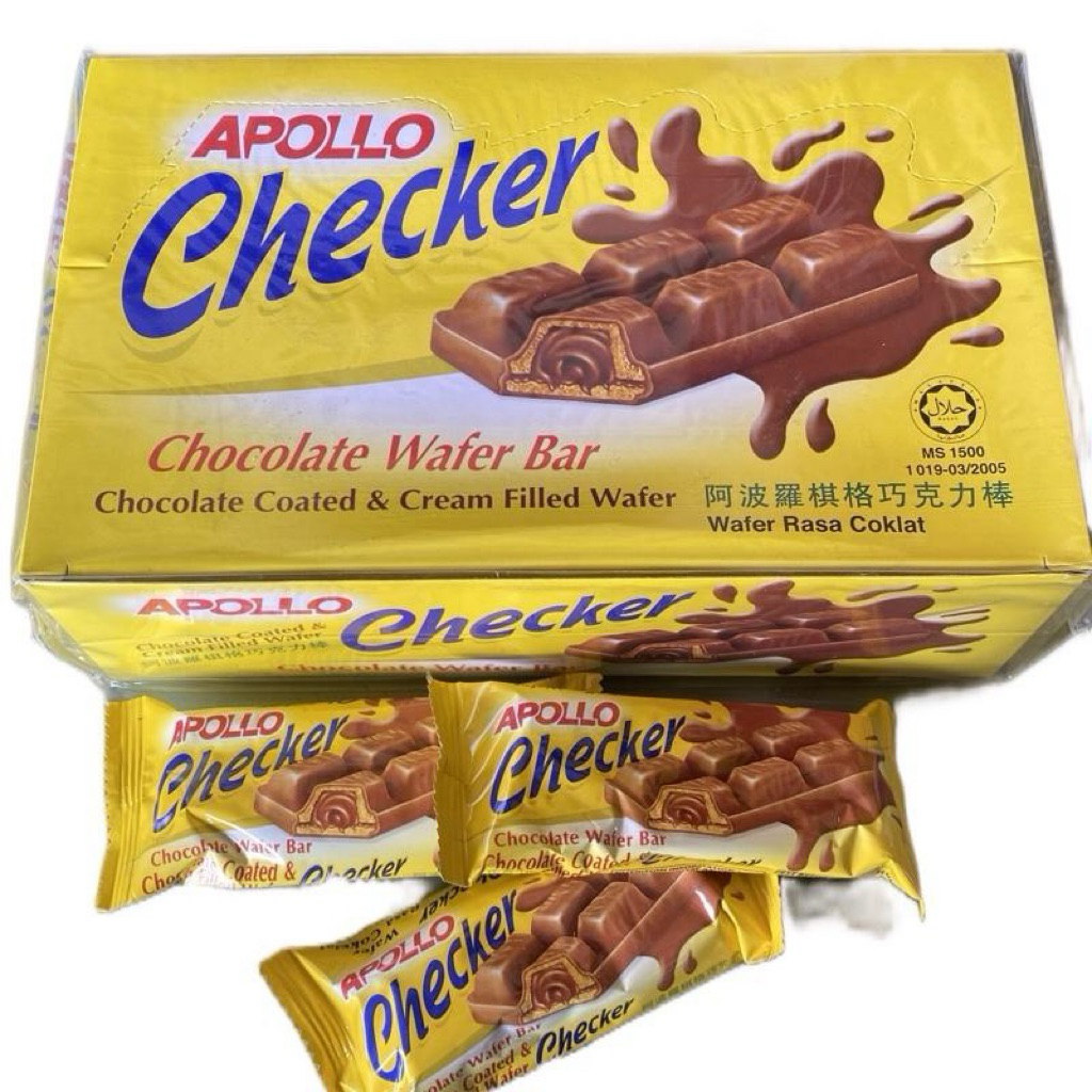 Apollo checker เวเฟอร์เคลือบช็อกโกแลต 1 กล่อง บรรจุ 24 ชิ้น