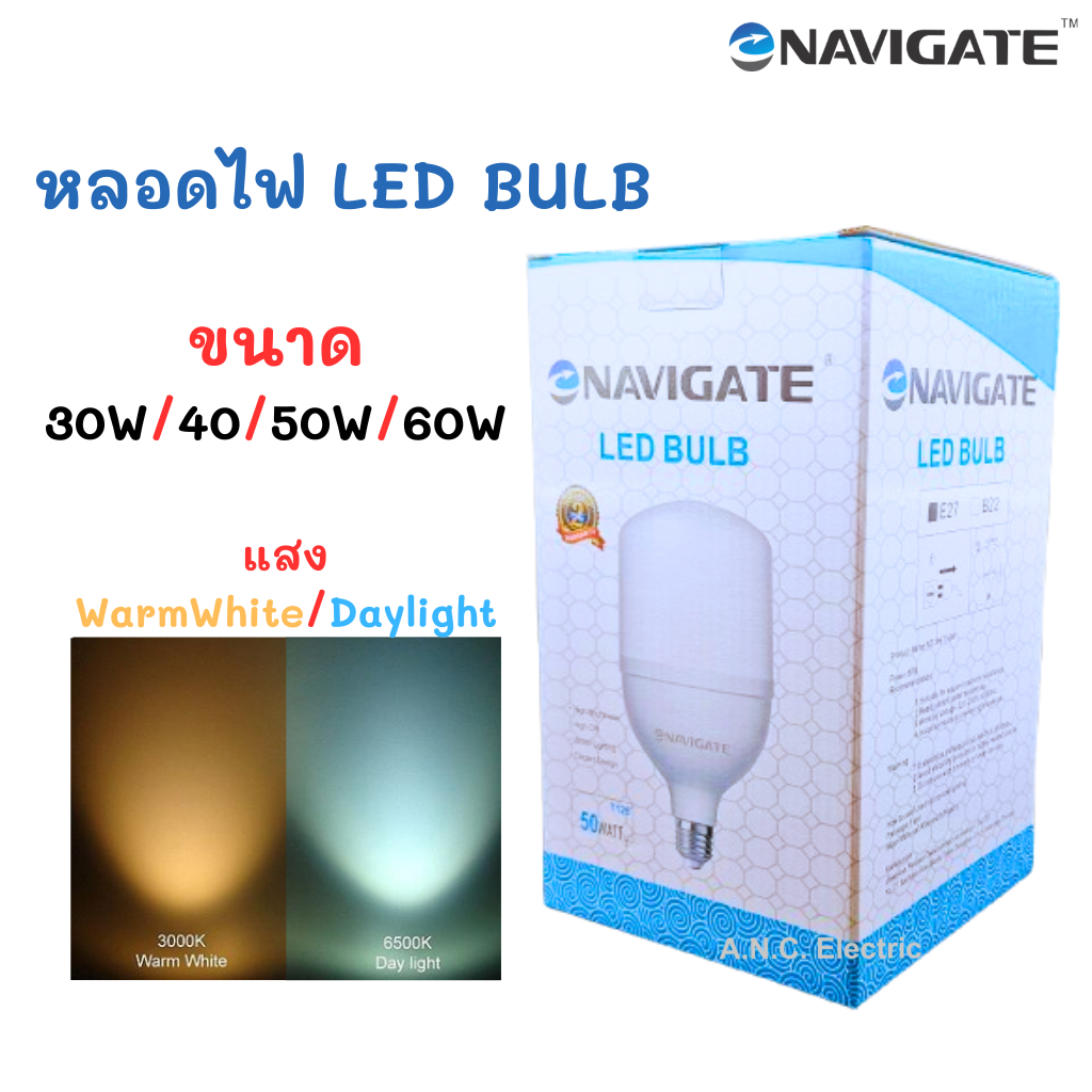 Navigate หลอดไฟ LED หลอดไฟจัมโบ้ (หลอดไฟตลาดนัด) มี 3​ขนาดให้เลือก ขั้วเกลียว E27