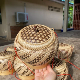 กระติบข้าวฟักทองเย็บหวาย 6-7 นิ้ว กระติบข้าวเหนียว แถมฟรีผ้าขาวบางทุกใบ