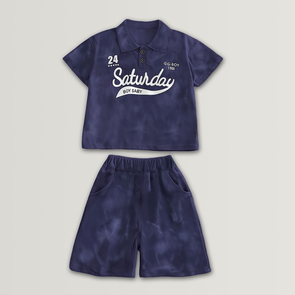 Beryl kids🌸ชุดเด็กผู้ชายแฟชั่น🎀ชุดแขนสั้นเด็กฤดูร้อน เสื้อโปโลตัวอักษร+กางเกงขาสั้น ชุดสองชิ้น ลำลอง ใส่สบาย - รูปที่ 7