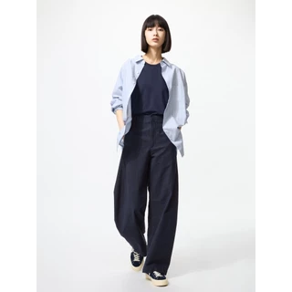 UNIQLO ของแท้ กางเกง ผ้าเจอร์ซี่ ทรงโค้ง (Jersey Barrel)