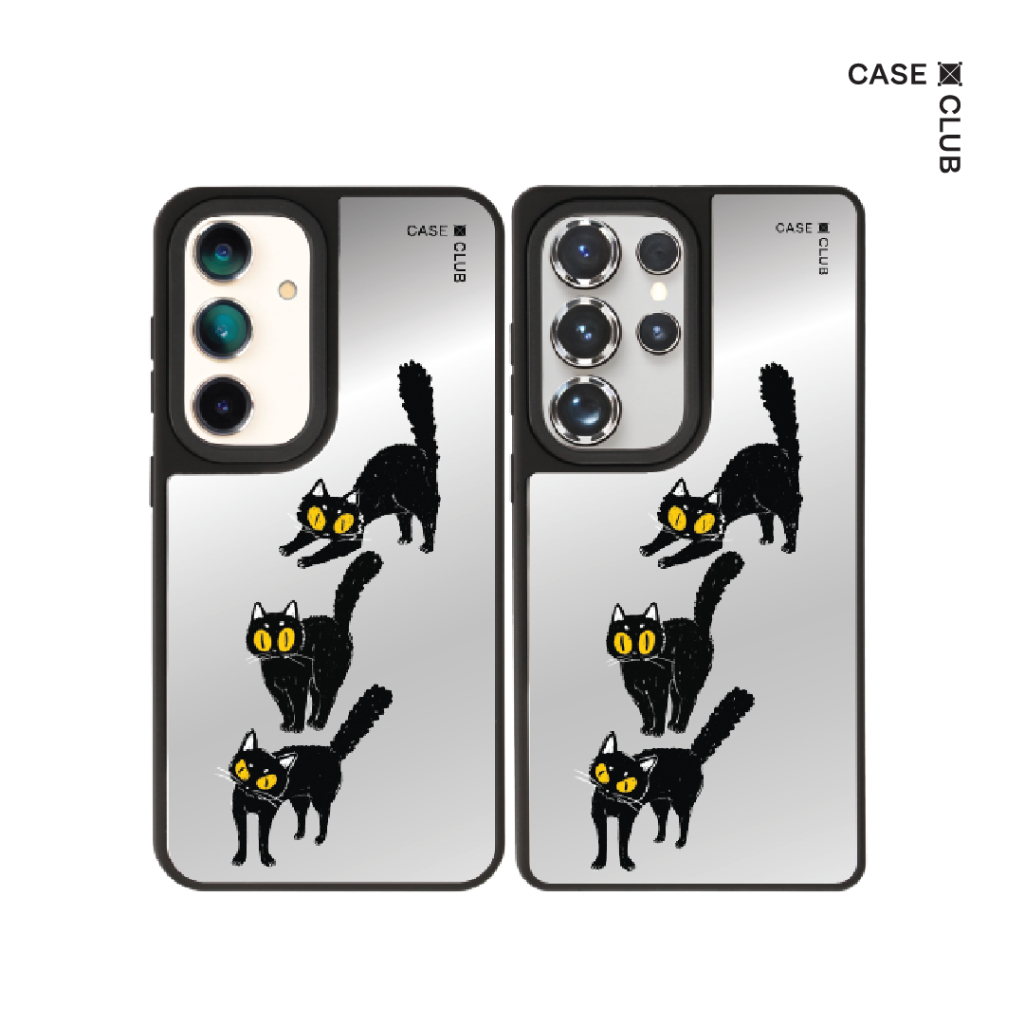 CaseClub เคส ซัมซุง เคส Samsung เคส กระจก ลาย Cat Multiples สำหรับ Galaxy S25 Ultra / S25 / S24 Ultr