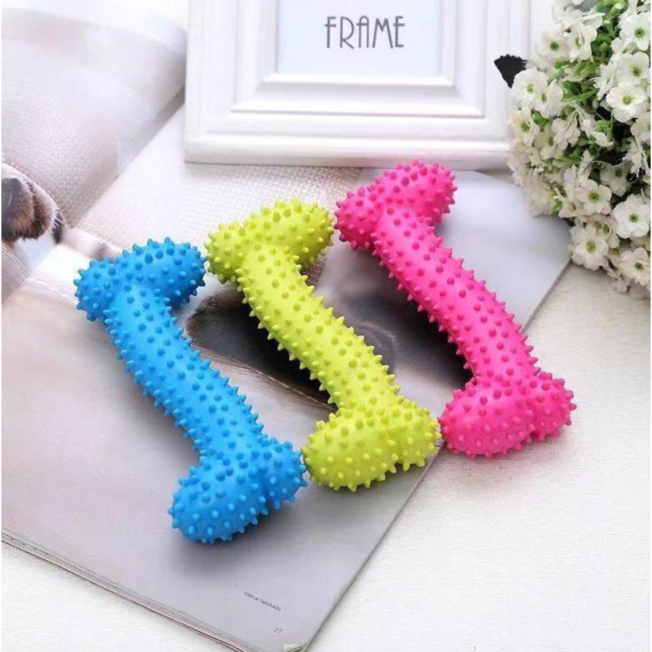 PP-069 ของเล่นยางกัดสำหรับสุนัขและแมว ทรงกระดูก สีสดใส - รูปที่ 2
