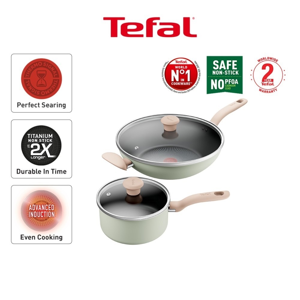 Tefal  So Matcha รุ่น G179S495 เซ็ตเครื่องครัว 4 ชิ้น ก้นอินดักชั่น : กระทะก้นลึก 30 ซม.+ ฝา และหม้อ