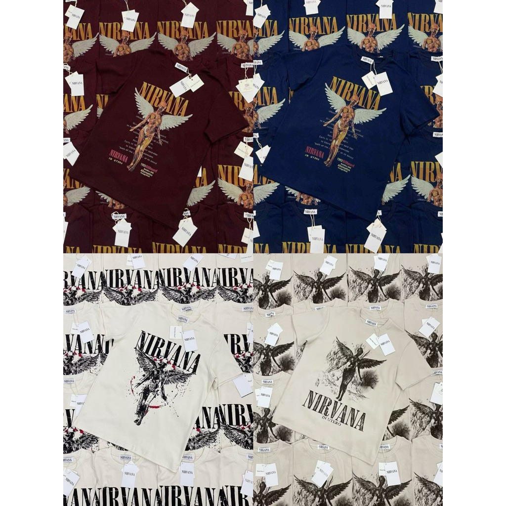 Valen basic store เสื้อยืด NIRVANA เสื้อยืดแขนสั้นเนื้อผ้ายืดเด้ง ผ้าดีมากกก