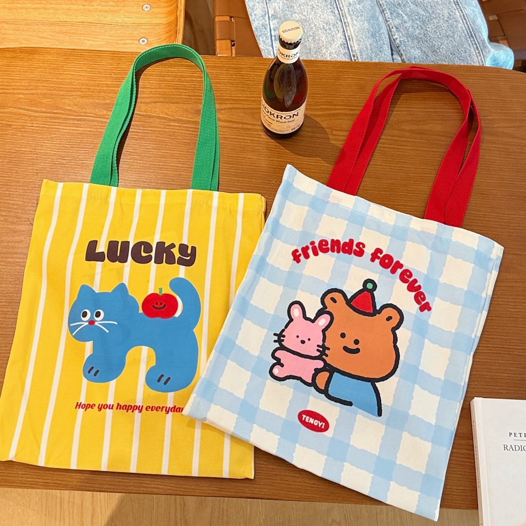 พร้อมส่ง A092 กระเป๋าผ้าแคนวาส ลายการ์ตูน Tengyi รูปที่ 4