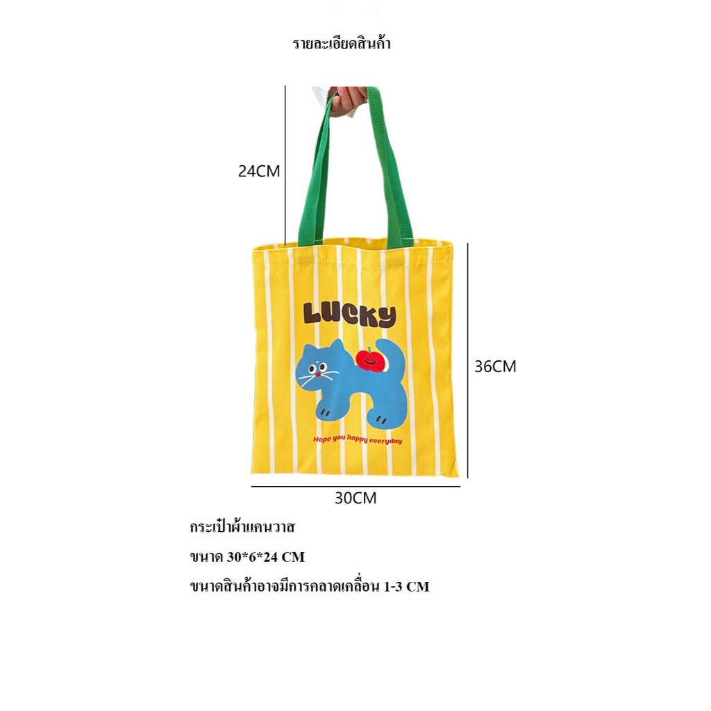 พร้อมส่ง A092 กระเป๋าผ้าแคนวาส ลายการ์ตูน Tengyi รูปที่ 2