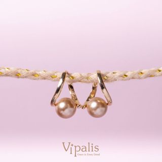 Vipalis ต่างหูมุกสีทอง Champagne Pearl ดีไซน์มินิมอล เรียบหร…