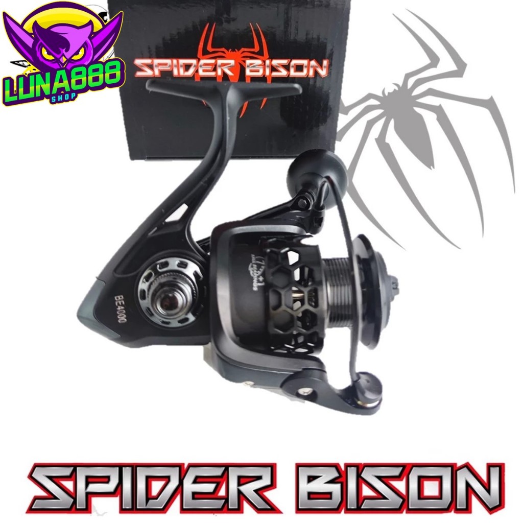 รอกสปินนิ่ง SPIDER BISON แมงมุมดำ รอกสปินนิ่ง เเขนเกลียว Smart knob และ Power knob
