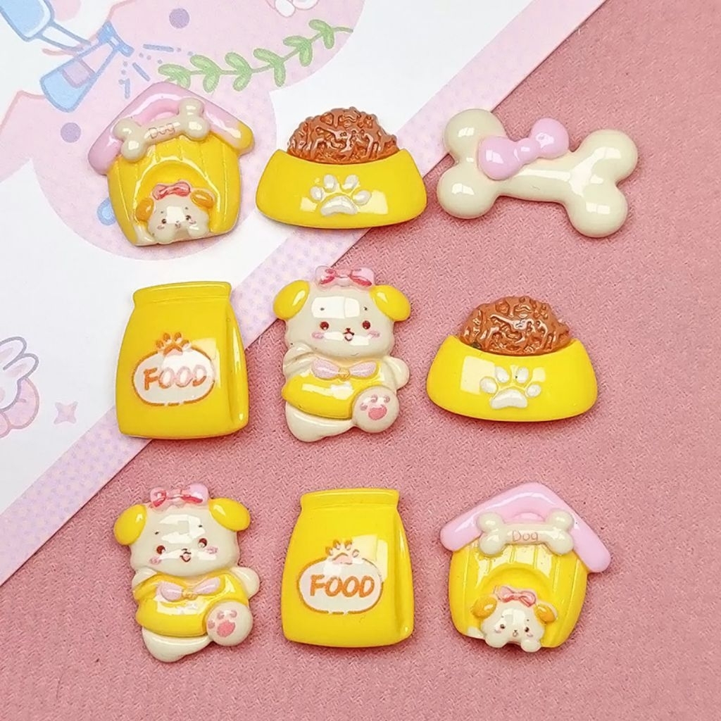 บ้านหมาการ์ตูนสีเหลืองสดใส DIY เรซิ่นน้องหมาสีเหลือง งานฝีมือ เรซิ่นตกแต่ง Diy