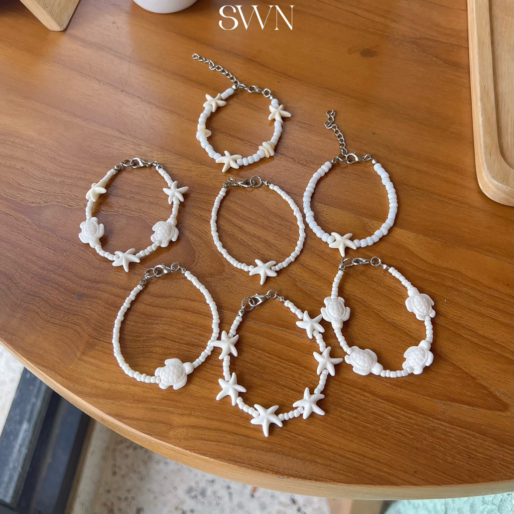 กำไลข้อลูกปัด ไปทะเล ปลาดาว เต่า (พร้อมส่ง)