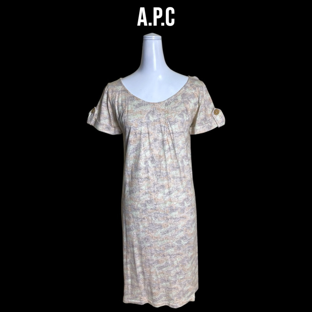 APC เดรสแขนสั้นลายพิมพ์ผ้าคอตตอล