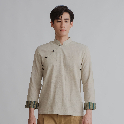 (JUN) Hanfu Shirt เสื้อเชิ้ตผู้ชายฮั่นฝู สีมิ้นท์