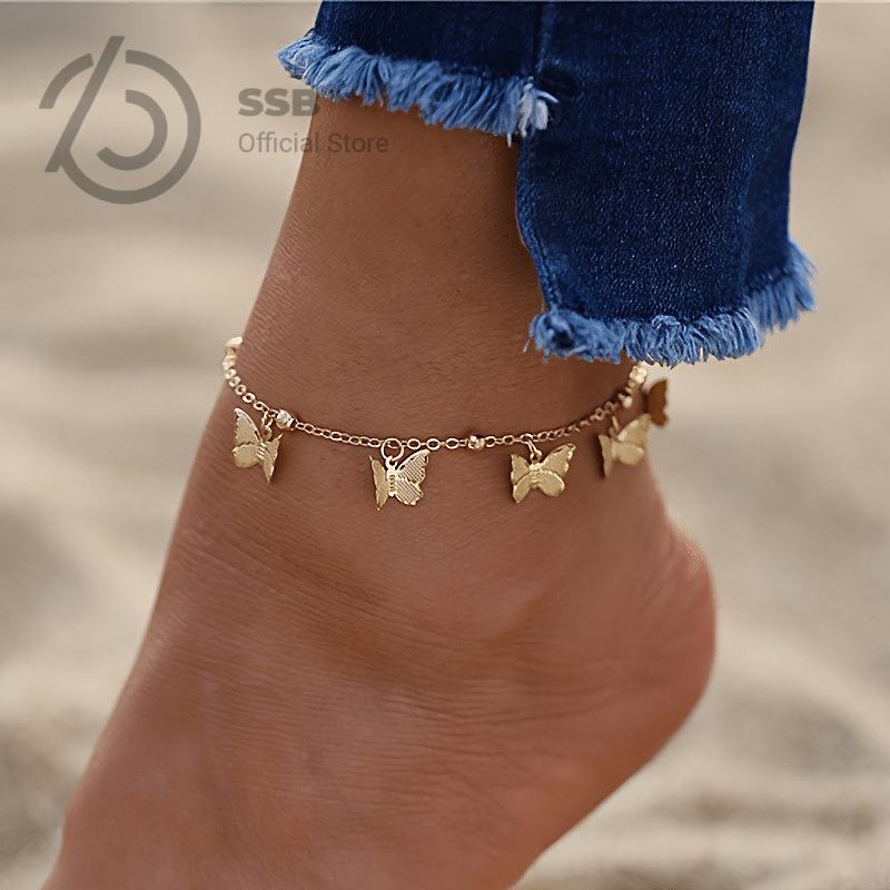 SSB สร้อยข้อเท้าชายหาดยอดนิยม! ผีเสื้อแฮนด์เมดสุดคุ้ม 🦋 กันน้ำไม่เปลี่ยนสี B006
