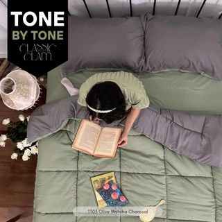 ชุดผ้าปูที่นอนสีพื้น (Premium) เรียบหรู รุ่น Tone by Tone Classic Clam Series New collection ครบเซ็ท 6 ชิ้น