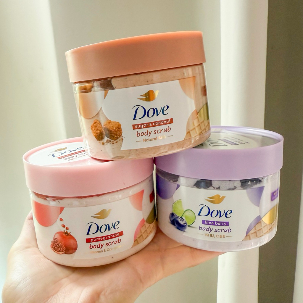 Dove โดฟสครับขัดผิว เติมความชุ่มชื่น ผิวลอก ผสมสกินแคร์ ไนอะซินาไมด์ วิตามินอี
