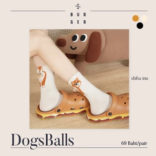 DogsBalls ถุงเท้าแฟชั่นครึ่งแข้ง ลายไข่น้อนหมา 4 แบบ น่ารัก ราคาถูก คุณภาพดี