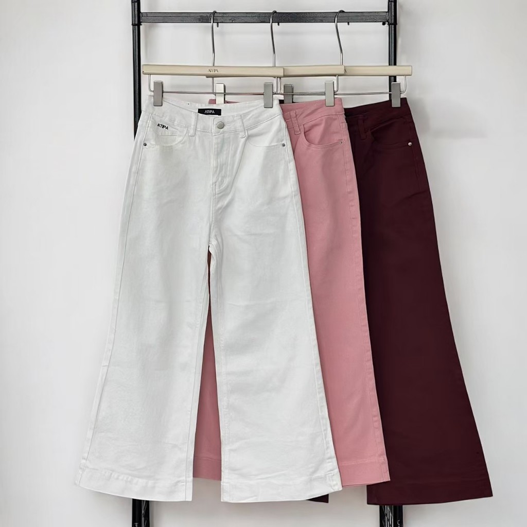 Atipashop - IVORY CROPPED JEANS กางเกงยีนส์ ทรงกระบอกกลาง