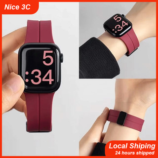 สายนาฬิกาแม่เหล็กเข้ากันได้กับ iWatch Series 10 46 42 มม. 41 มม. 45 มม. สายนาฬิกาซิลิโคน I Watch Series Special 1/2