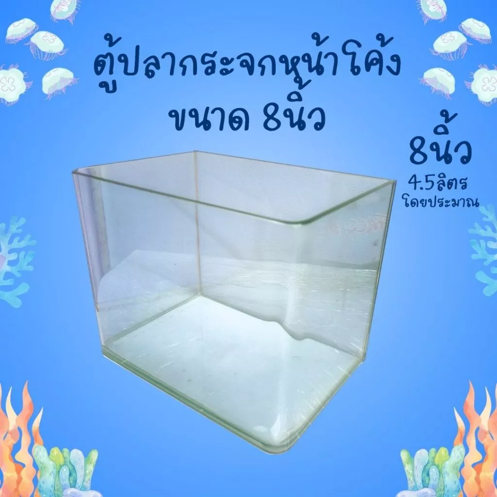 ตู้ปลากระจกหน้าโค้ง ขนาดเล็ก ขนาด 8 นิ้ว 4.5L ตู้ปลา โหลปลา โหลปลากัด ตู้ปลาขนาดเล็ก