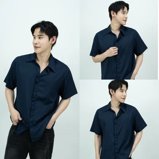 [ส่งทันที กทม.1 วัน] S5: เสื้อเชิ้ตแขนสั้นสีพื้น รุ่นสาบซ้อน เชิ้ตสไตล์เกาหลี มีไซส์ คุณภาพดี เสื้อเชิ้ตผู้ชาย
