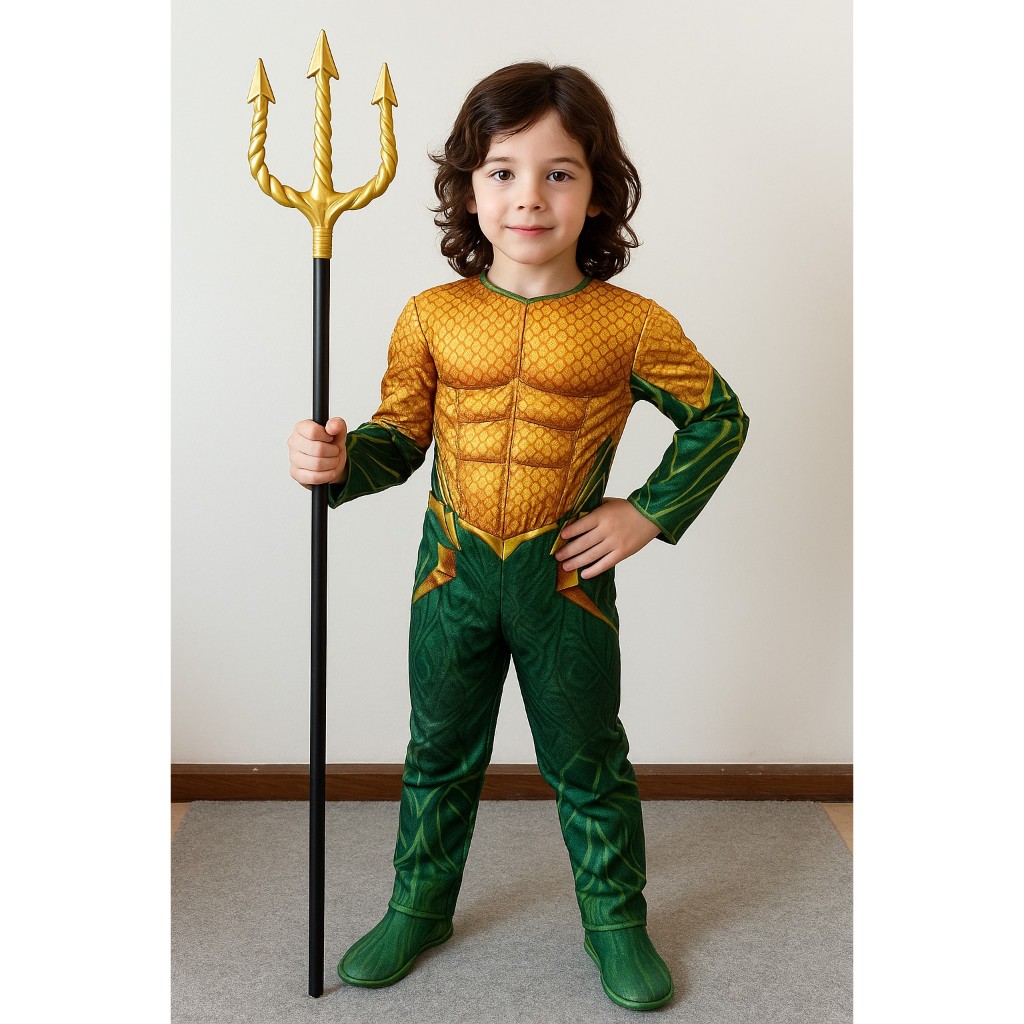ชุดเด็กแฟนซีราชาน้ำทะเล นักรบมหาสมุทร ธีมทะเลลึก โพไซดอน  คอสเพลย์แฟนตาซี เทพเจ้าแห่งท้องทะเล ราชันย์มหาสมุทร kd22/ac2.7