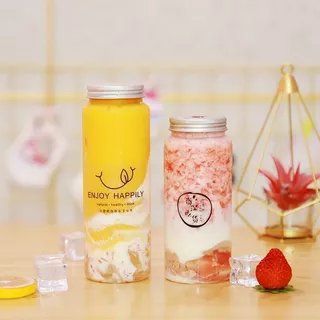 ขวดพลาสติกใส (PET) ขวดกลมมน+ฝาอลูมิเนียม 500 ml ขวดเบเกอรี่ ขวดใส่ชากาแฟ ขวดชาไข่มุก ขวดใส่น้ำผลไม้ ของชำร่วย