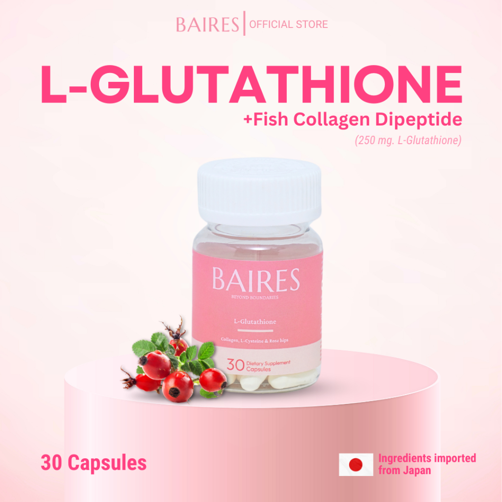 BAIRES L-GLUTATHIONE Plus Fish Collagen Dipeptide สูตรกลูต้าไธโอน+คอลลาเจนไดเปปไทด์