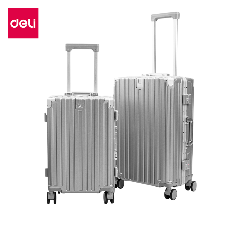 Deli กระเป๋าเดินทาง กระเป๋าล้อลาก กระเป๋าขึ้นเครื่องอลูมิเนียม วัสดุ PC ขนาด20/24 นิ้ว Suitcase