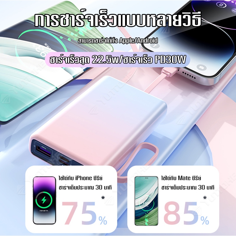 พาวเวอร์แบงค์ 30000mAh PD22.5W 2เอาต์พุต2 อินพุต แบตสำรองไร้สาย ใช้กับโทรศัพท์ทุกรุ่น - รูปที่ 2