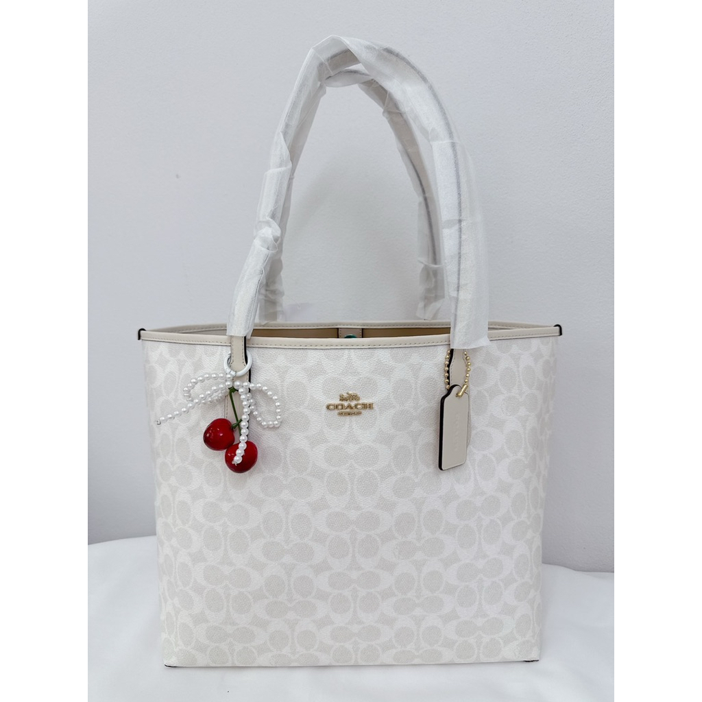 💚แท้💯 พร้อมส่ง💚 COACH CITY TOTE IN SIGNATURE CANVAS CV976