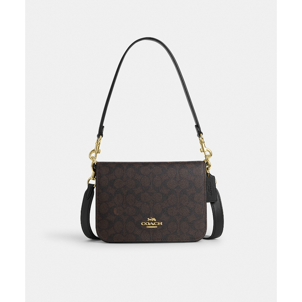 Coach CZ770 Quinn Bag In Signature Canvas (IMXAQ) กระเป๋าสะพายข้างผู้หญิง สี Im/Walnut/Black