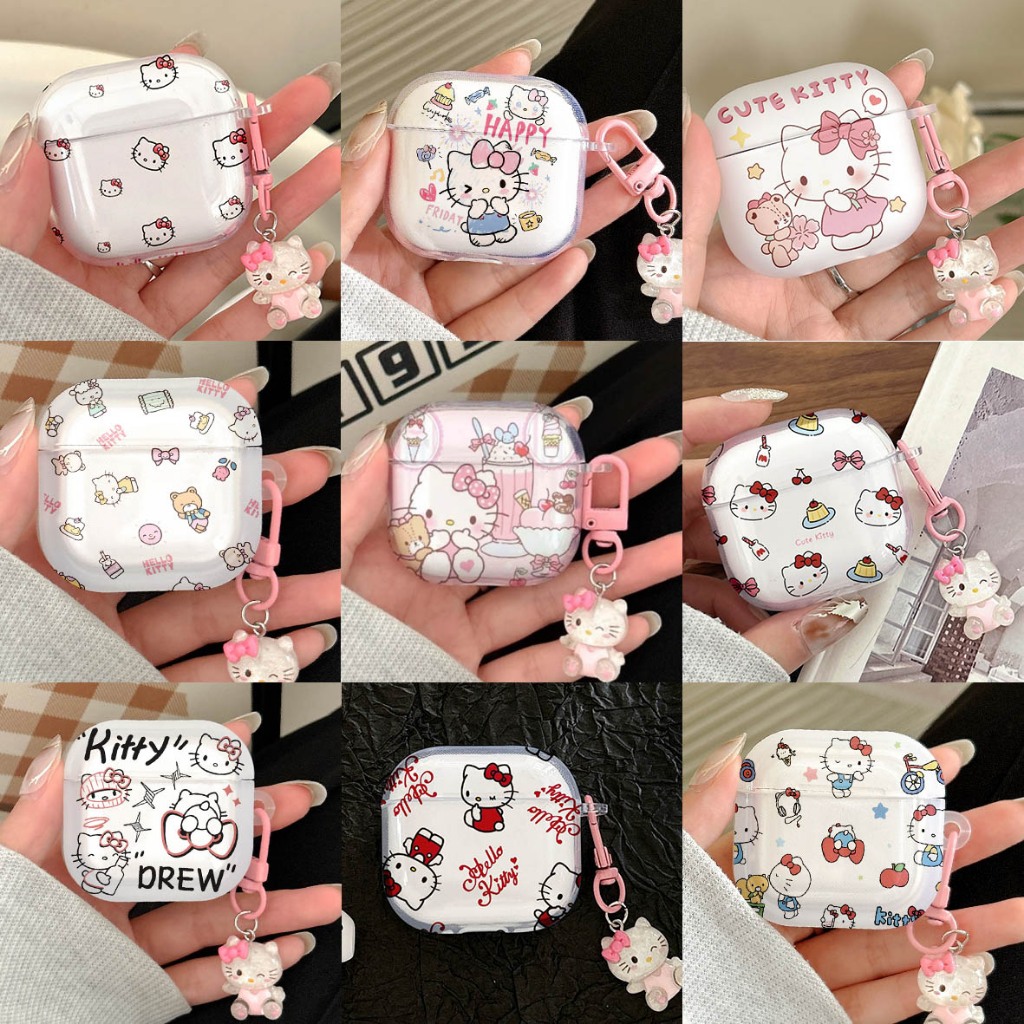 🎉จัดส่งจากกรุงเทพ🎉 AirPods 4 Pro2 Pro 3 2 1 cute HelloKitty น่ารัก insสไตล์Case กรณีปลอกสําหรับ AirPods gen3 TPU Matte