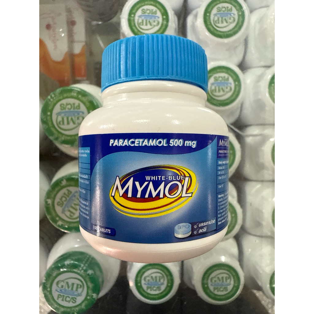 Mymol มายมอล พาราฟ้าขาว ขวด 100 เม็ด