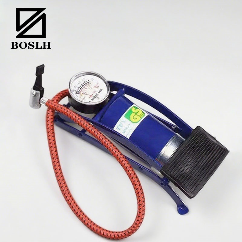 BOSLH ปั๊มลมเท้า สูบลมแบบเท้าเหยียบ ที่เติมลมจักรยาน ที่ปั้มลมแบบเท้า สูบฟุตบอลพกพา ที่สูบลมมอเตอร์ไซค์ ที่สูบลมจักรยาน