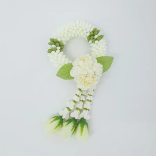 พวงมาลัยดอกมะลิประดิษฐ์ พวงเล็ก (ขนาด 8.5x18 cm.) วันแม่ วันเกิด ไหว้พระ ไหว้ผู้ใหญ่ บูชาพระ ของขวัญโอกาสต่างๆ