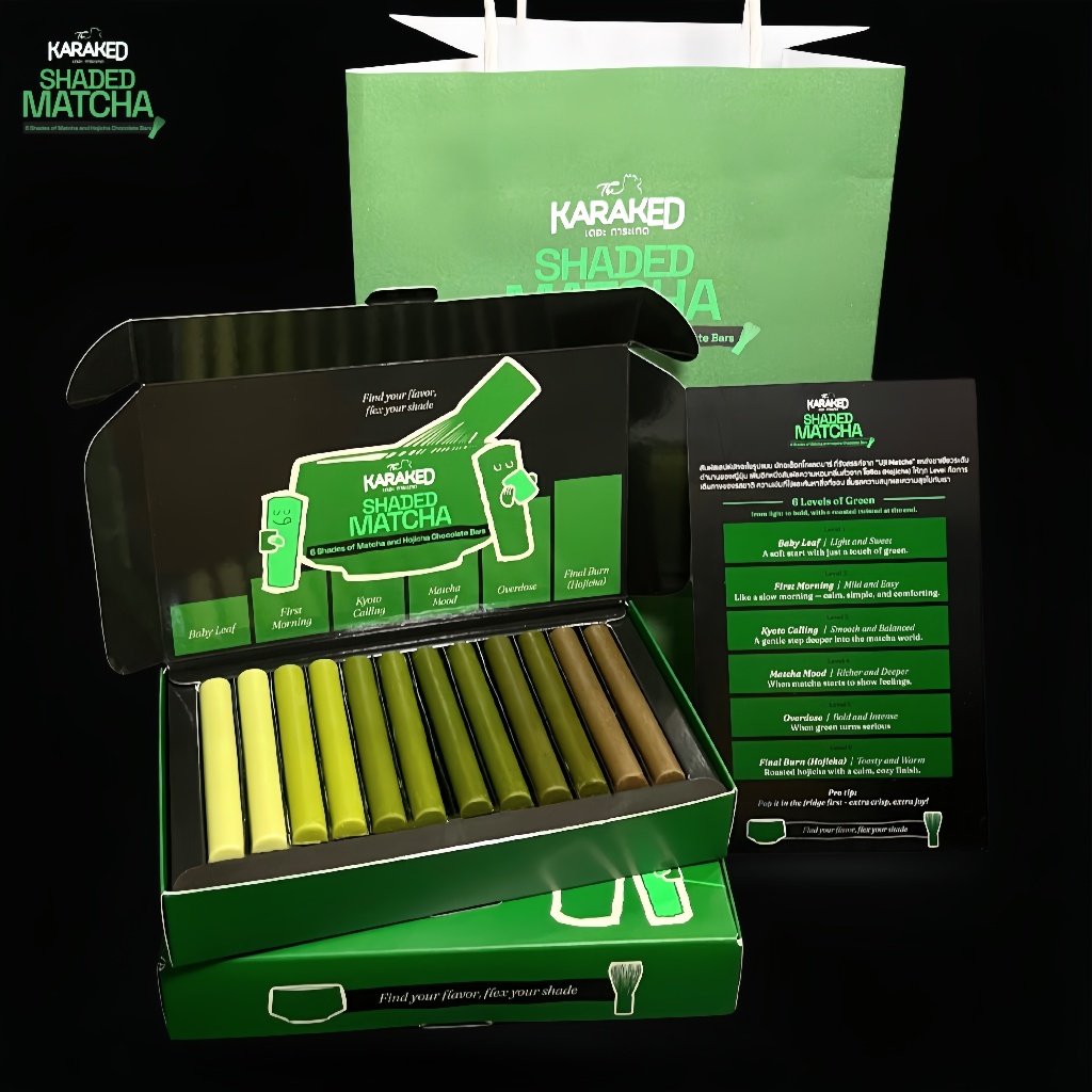 Karaked Shaded Matcha 6 Shades of Matcha & Hojicha Chocolate Bars มัทฉะช็อกโกแลตบาร์