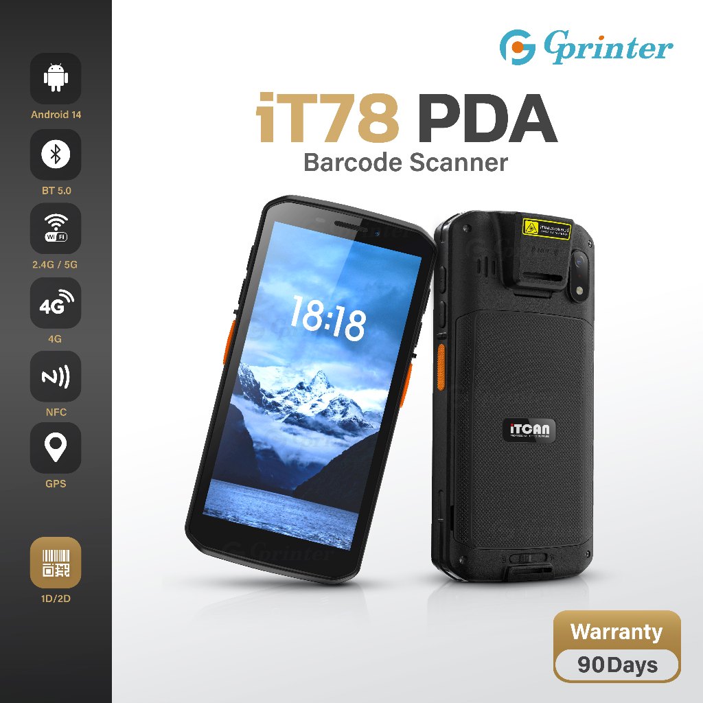 Gprinter PDA iT78 เครื่องสแกนบาร์โค้ด เครื่องนับสินค้าคงคลัง 1D2D สแกนบาร์โค้ดพกพา handheld scanner