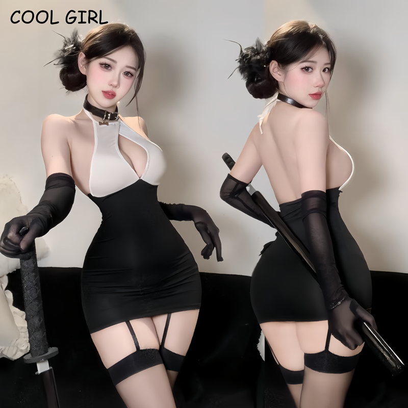 🖤girl🖤ชุดอ่อยแฟน ชุดเลขา cosplay เว้าหลัง สีดำและสีขาว ส่งไวจากไทย